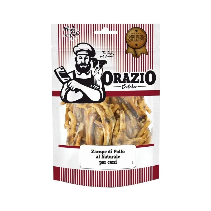 Orazio Zampe di Pollo al Naturale per Cani Snack Naturali Essiccati Busta 200 g