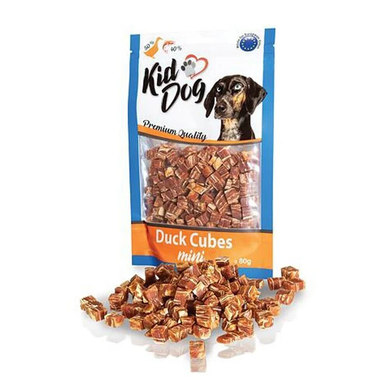 Kid Dog Mini Cubetti di Anatra e Merluzzo Snack Morbidi per Cani Piccoli 80 g
