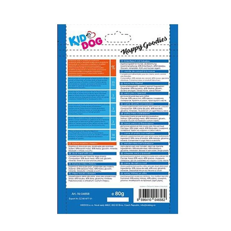 Kid Dog Mini Cubetti di Anatra e Merluzzo Snack Morbidi per Cani Piccoli 80 g