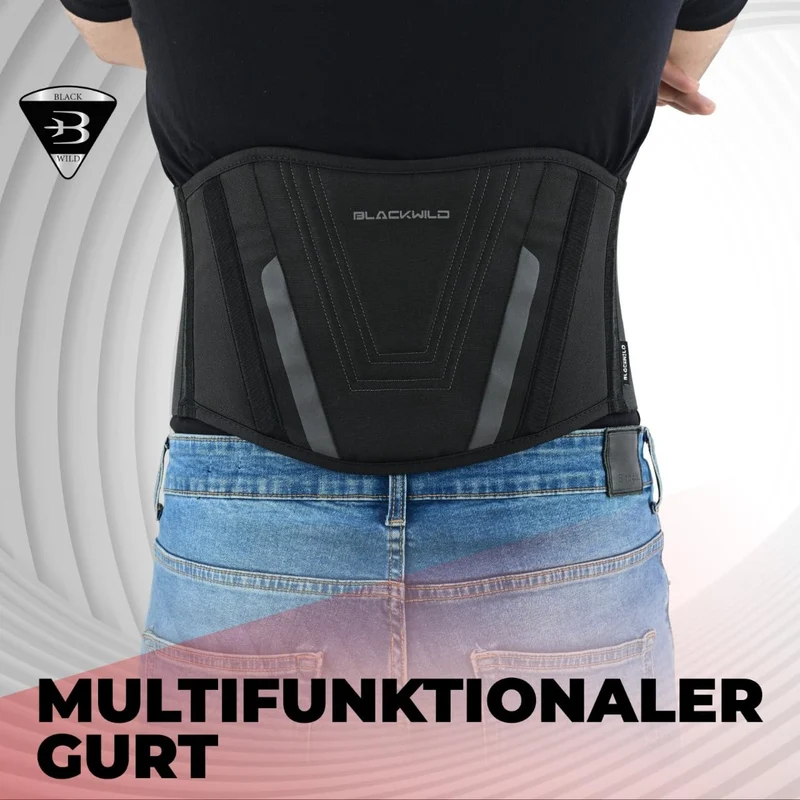 BLACKWILD Fascia Lombare Supporto Schiena - Cintura Lombare Per Moto | Regolazione della Fascia Schiena per Uomini e Donne, Fascia Lombare Riscaldante