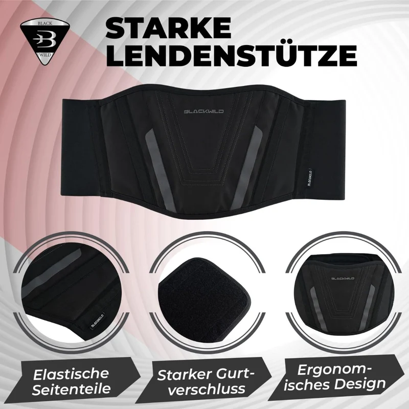 BLACKWILD Fascia Lombare Supporto Schiena - Cintura Lombare Per Moto | Regolazione della Fascia Schiena per Uomini e Donne, Fascia Lombare Riscaldante
