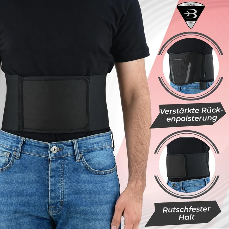 BLACKWILD Fascia Lombare Supporto Schiena - Cintura Lombare Per Moto | Regolazione della Fascia Schiena per Uomini e Donne, Fascia Lombare Riscaldante