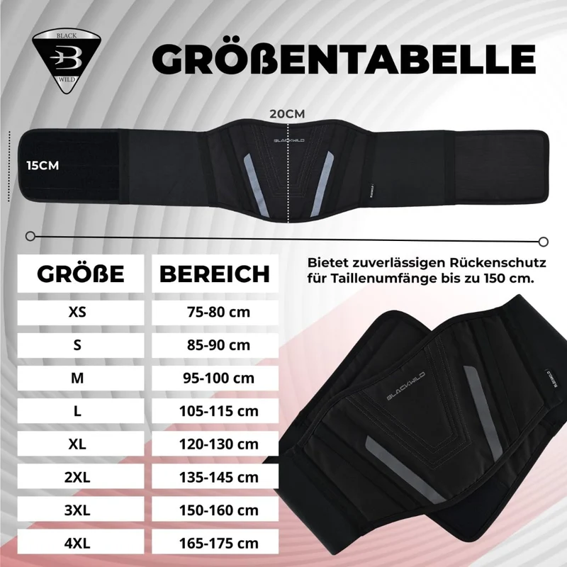 BLACKWILD Fascia Lombare Supporto Schiena - Cintura Lombare Per Moto | Regolazione della Fascia Schiena per Uomini e Donne, Fascia Lombare Riscaldante