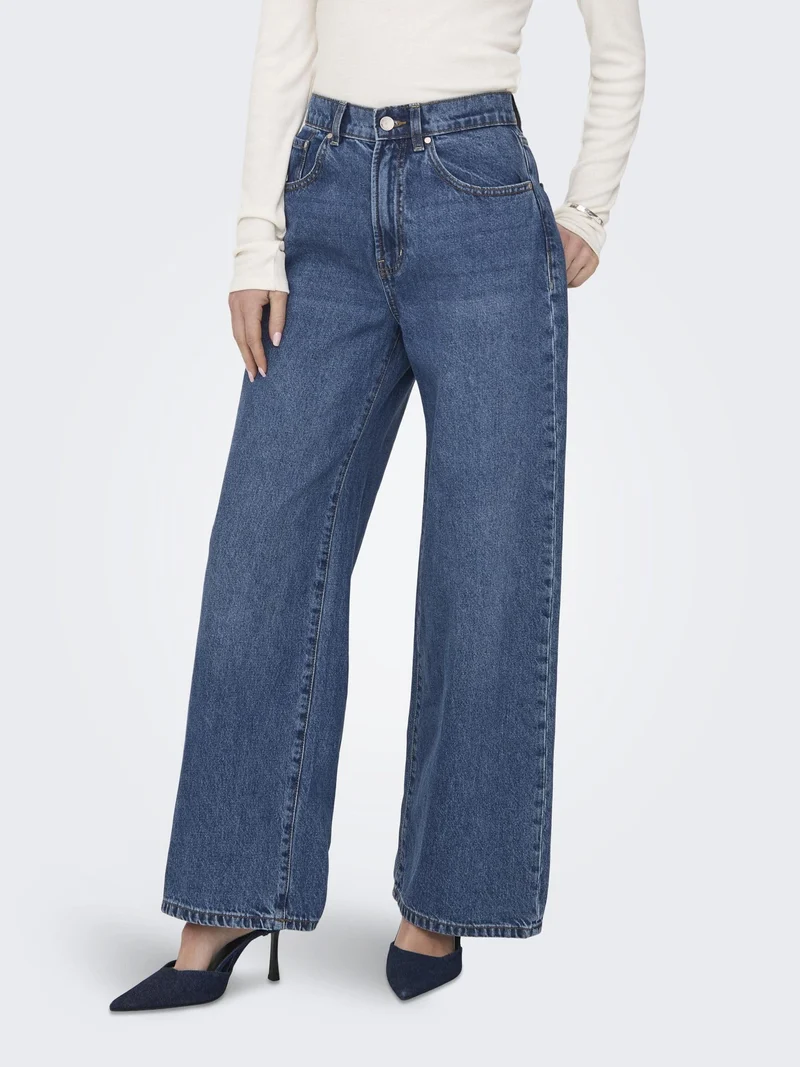 ONLY ONLHOPE Ex HW Wide DNM ADD465 Noos, Jeans da Donna, Medium Blue Denim, 25W / 30L