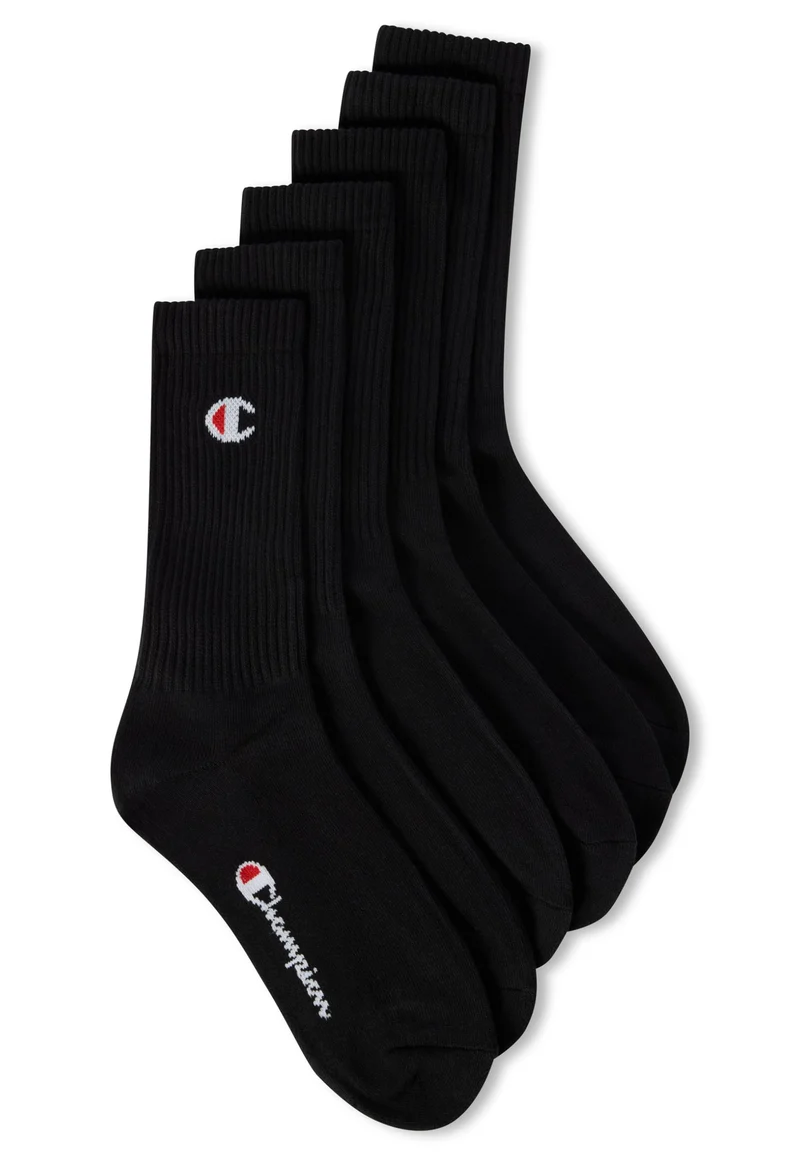 Champion Core 6PP Crew Calzini Sportivi, Unisex - Adulto, Nero, 39-42 EU