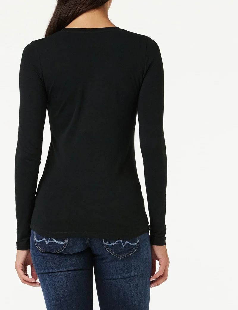 Pepe Jeans New Virginia Maglietta per Donna Slim Fit Maniche Lunghe, Nera, S