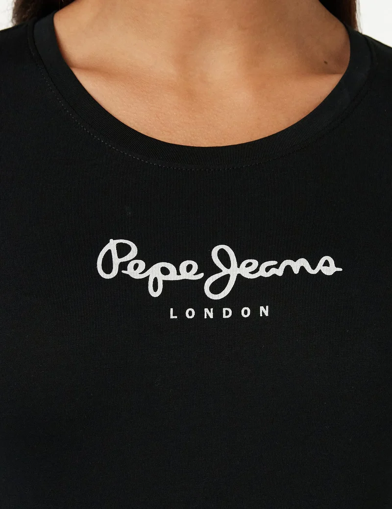 Pepe Jeans New Virginia Maglietta per Donna Slim Fit Maniche Lunghe, Nera, S