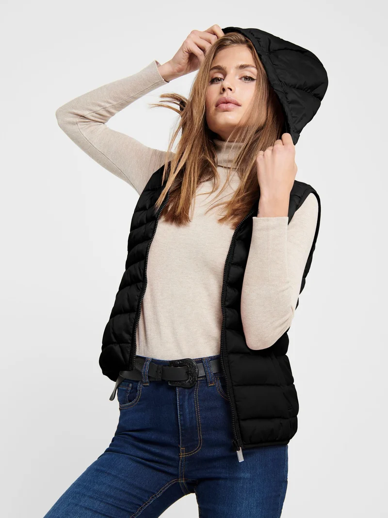 Only Onlnewtahoe Hood Waistcoat Otw Noos, Gilet Donna, Nero, M