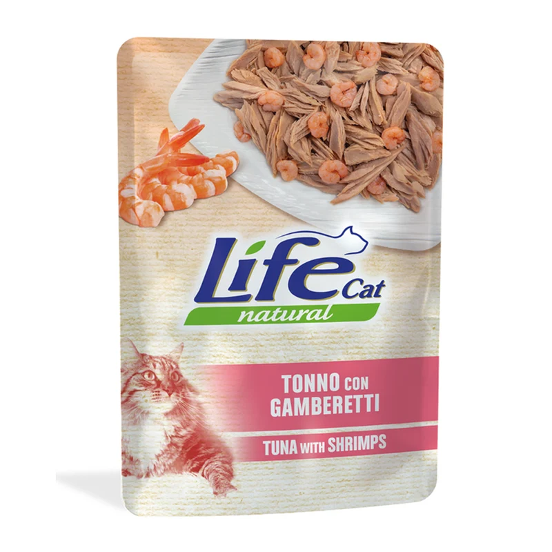 Life Cat Natural Tonno con Gamberetti in Gelatina 70g - Cibo Umido per Gatti