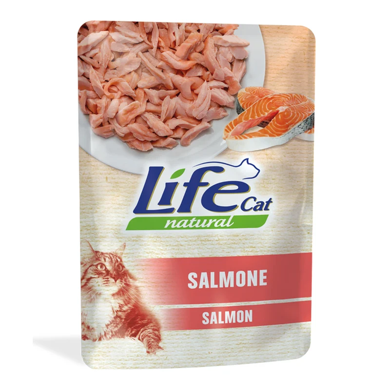 Life Cat Natural Tranci di Salmone in Gelatina 70g - Cibo Umido per Gatti