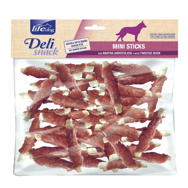 Life Dog Mini Sticks con Anatra Arrotolata Snack per Cani Bastoncini Anatra 500g