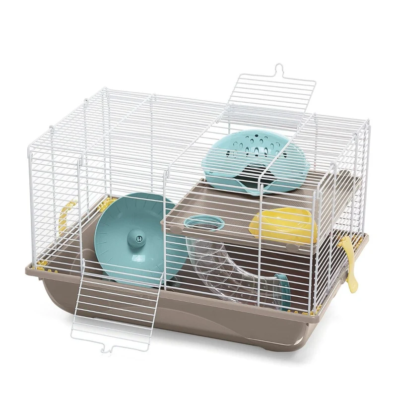 Imac Criceti 9 Gabbia per Criceti con Ripiano Nido Ruota Mangiatoia 45x30,5x29cm