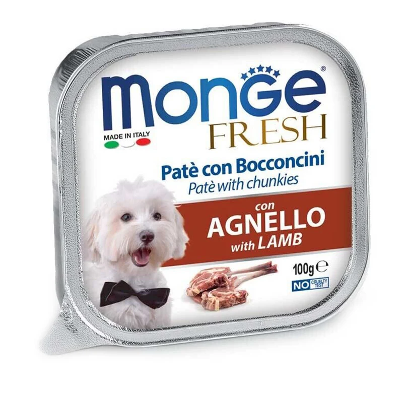 Monge Fresh Paté e Bocconcini con Agnello Alimento Umido per Cani 100 g