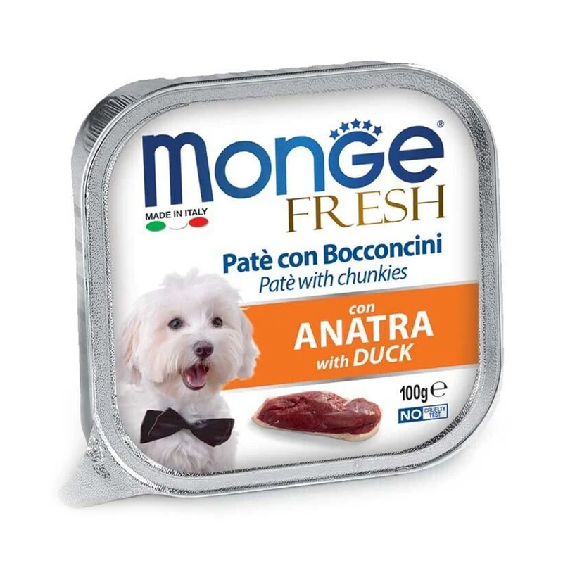 Monge Fresh Paté e Bocconcini con Anatra Alimento Umido per Cani 100 g