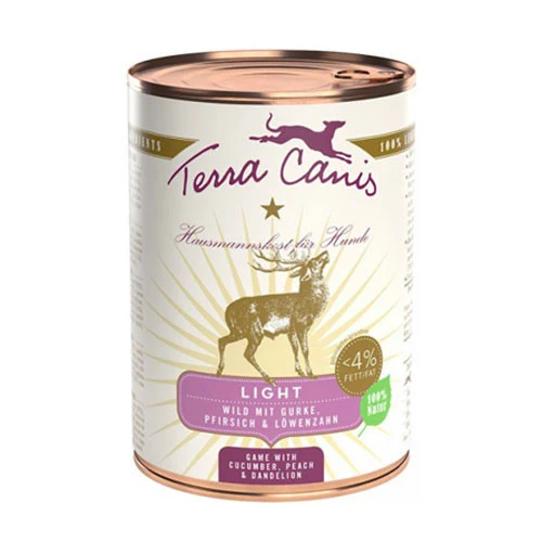 Terra Canis LIGHT Selvaggina con Cetriolo Pesca e Tarassaco Per Cani