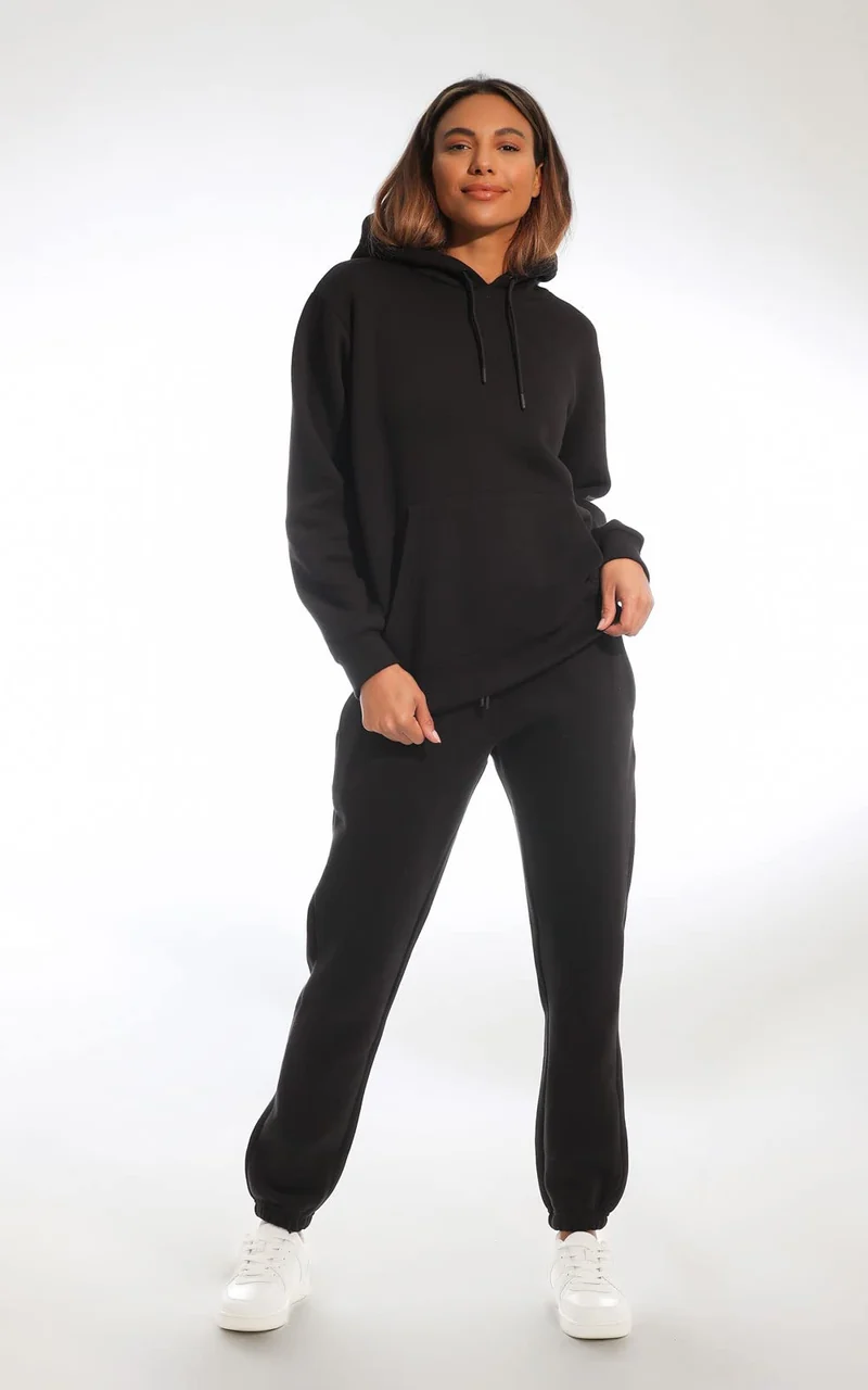 Light & Shade LSLSWT005 Top in Felpa con Cappuccio Super Soft Touch Loungewear da Donna, Nero, S