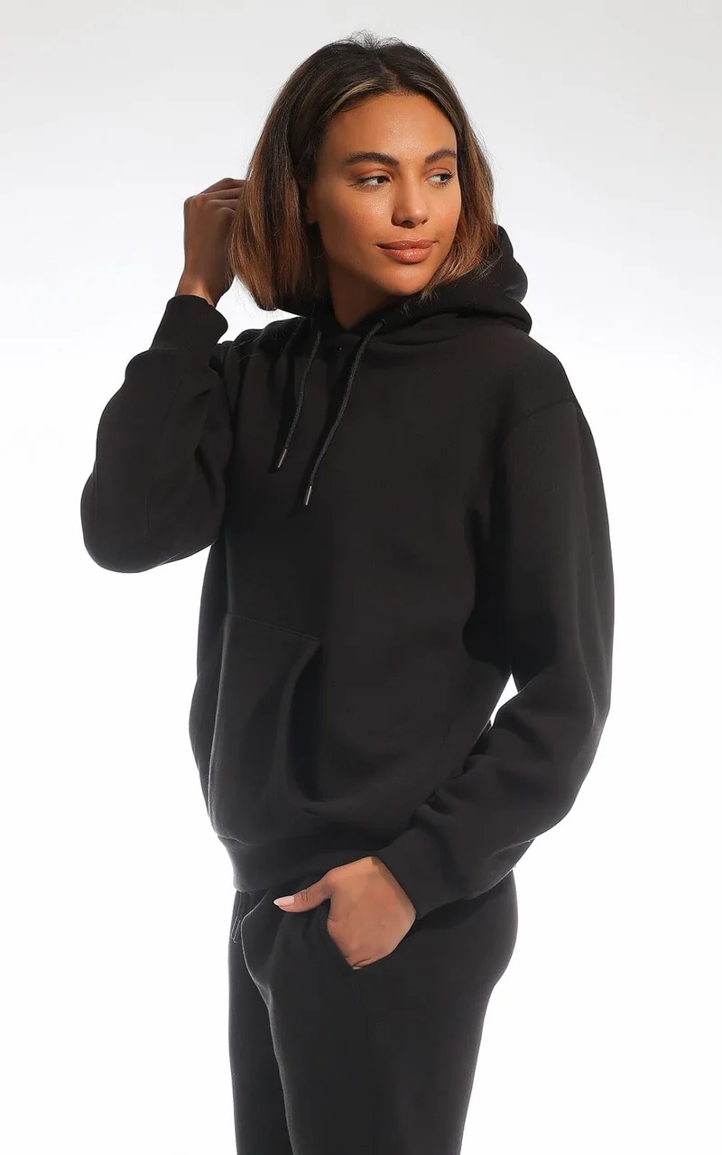 Light & Shade LSLSWT005 Top in Felpa con Cappuccio Super Soft Touch Loungewear da Donna, Nero, S