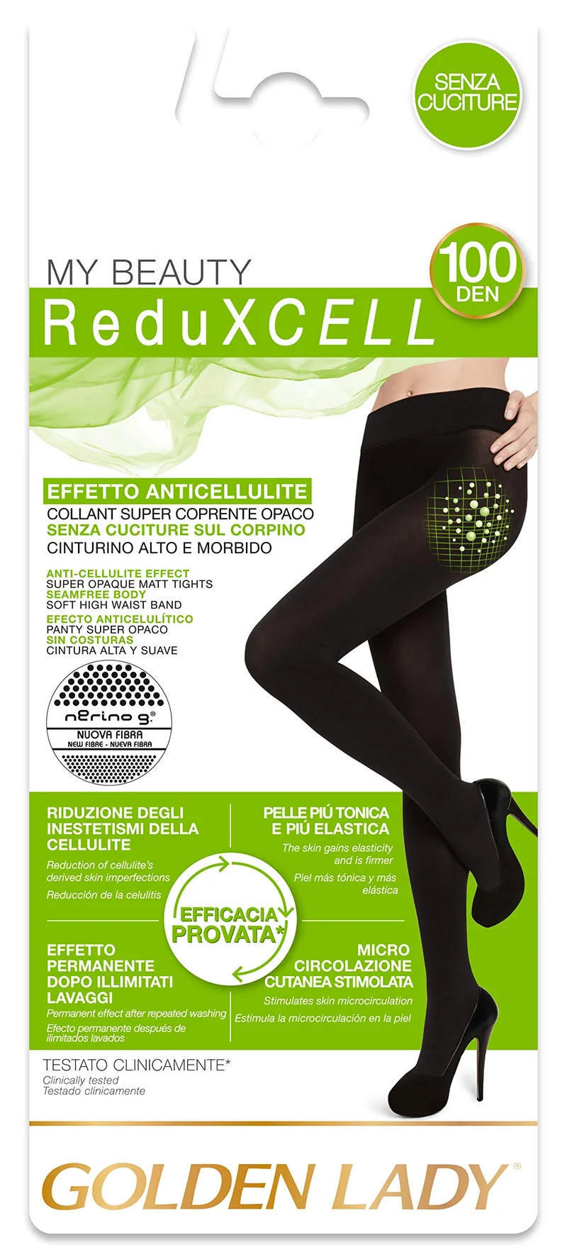 Golden Lady Reduxcell 100 2P Collant, Donna, Nero (Nero 099A), Large (Taglia produttore:4 – L)