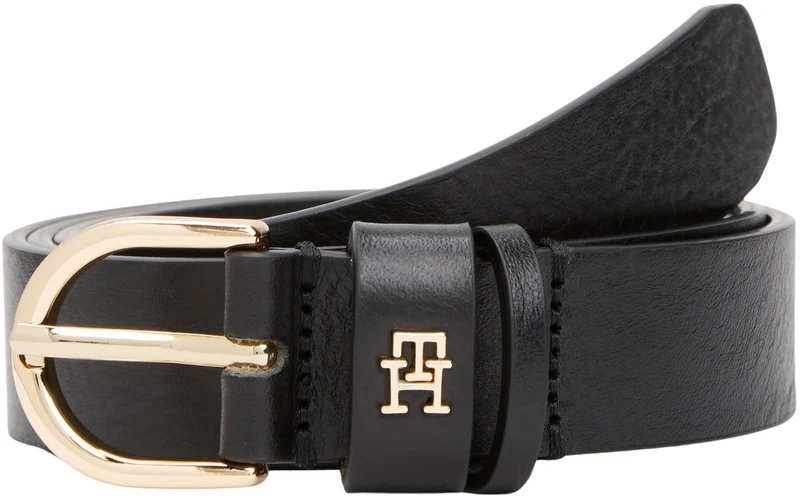 Tommy Hilfiger Donna Cintura Essential Effortless 2,5 cm Cintura in Pelle, Nero (Black), 95 cm