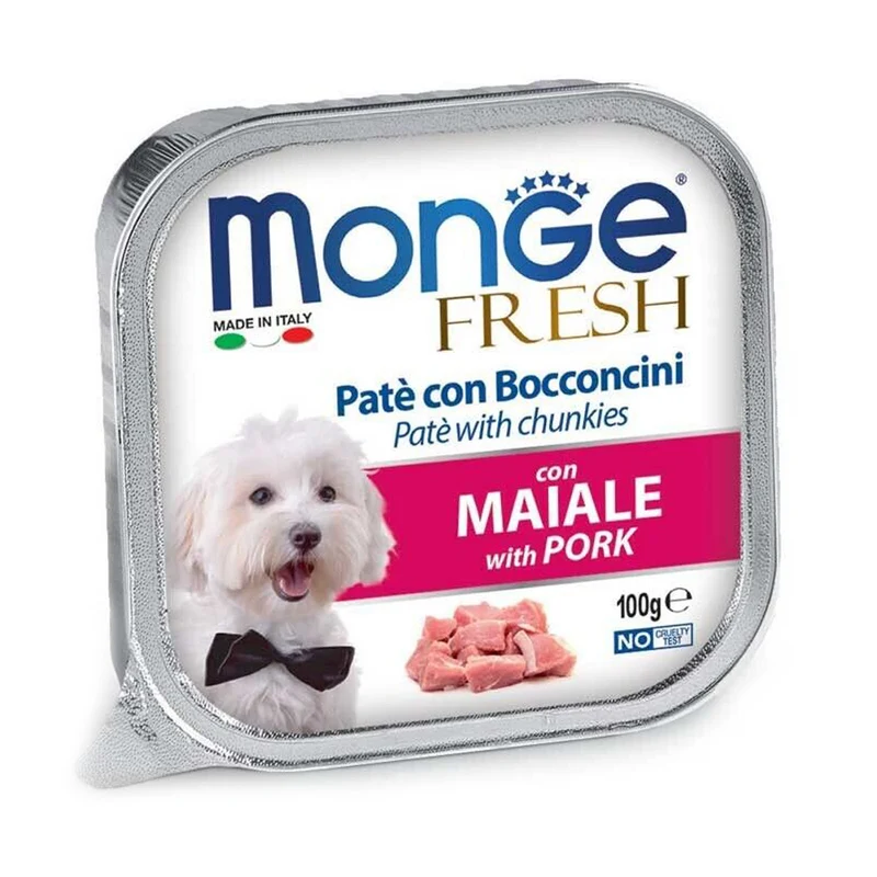 Monge Fresh Paté e Bocconcini con Maiale Alimento Umido per Cani 100 g