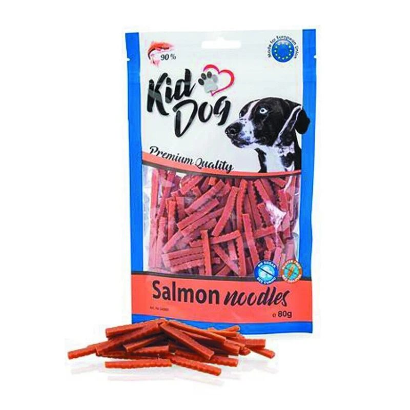 Kid Dog Tagliatelle Salmone Snack per Cani Piccoli e Gatti Strisce Morbide 80g
