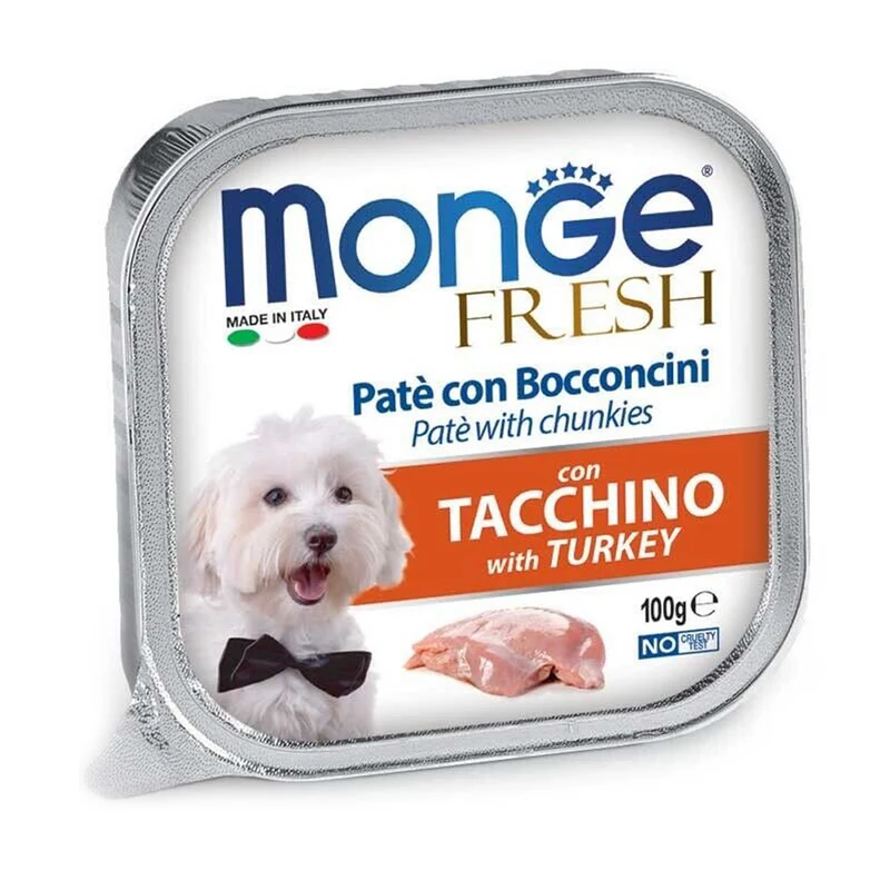 Monge Fresh Paté e Bocconcini con Tacchino Alimento Umido per Cani 100 g