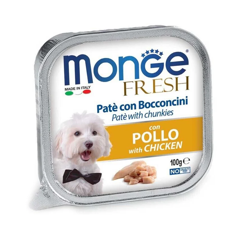 Monge Fresh Paté e Bocconcini con Pollo Alimento Umido per Cani 100 g