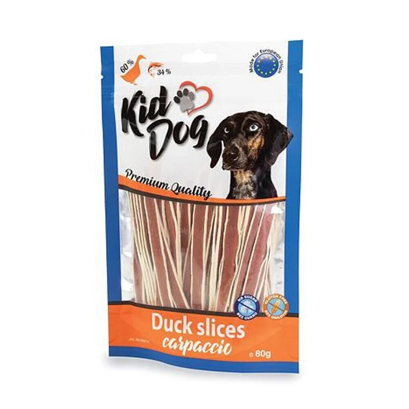 Kid Dog Carpaccio d'Anatra Snack per Cani Strisce Morbide Anatra e Merluzzo 80g