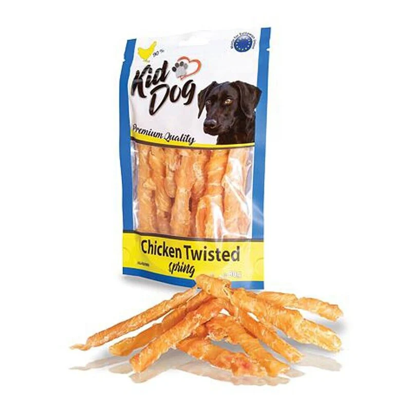 Kid Dog Petto di Pollo Arrotolato Snack per Cani Essiccato Masticativo 80 g