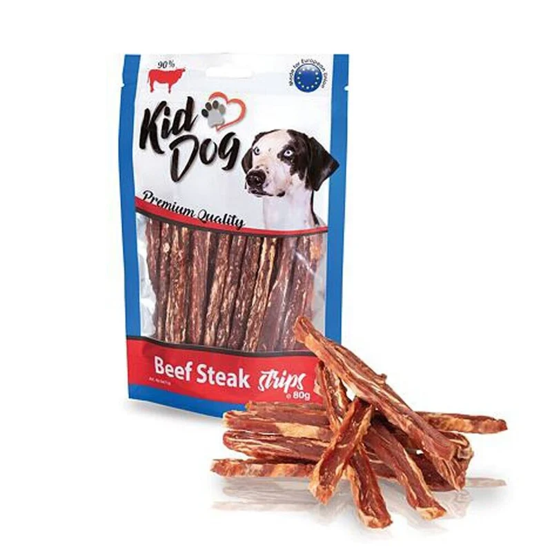 Kid Dog Strisce di Manzo Snack per Cani Pelle di Manzo e Bufalo Essiccate 80 g