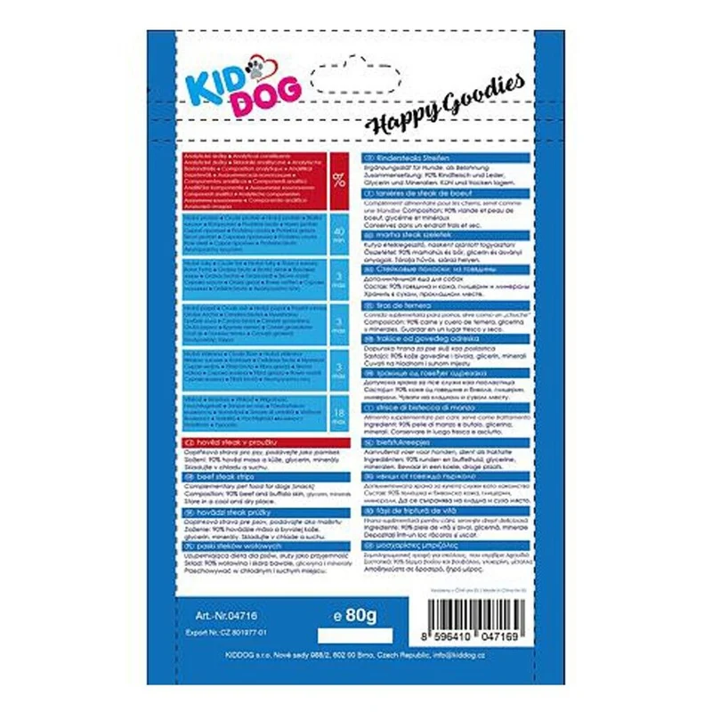 Kid Dog Strisce di Manzo Snack per Cani Pelle di Manzo e Bufalo Essiccate 80 g