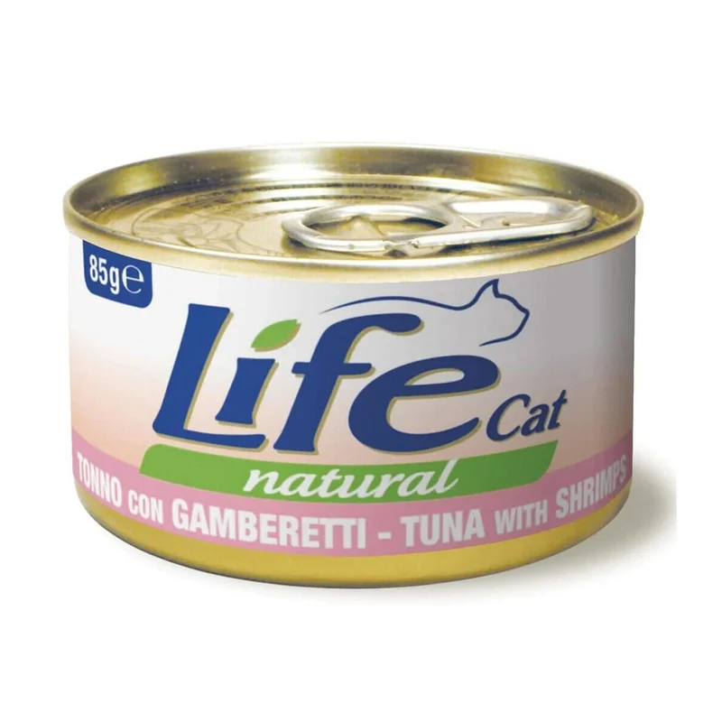 Life Cat Natural Tonno con Gamberetti 85g - Cibo Umido per Gatti