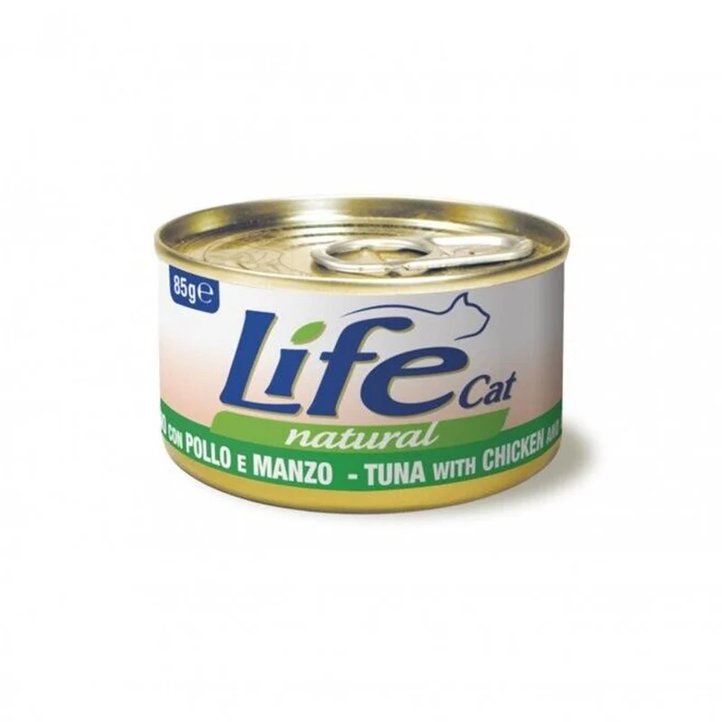 Life Cat Natural Tonno con Pollo e Manzo 85g - Cibo Umido per Gatti