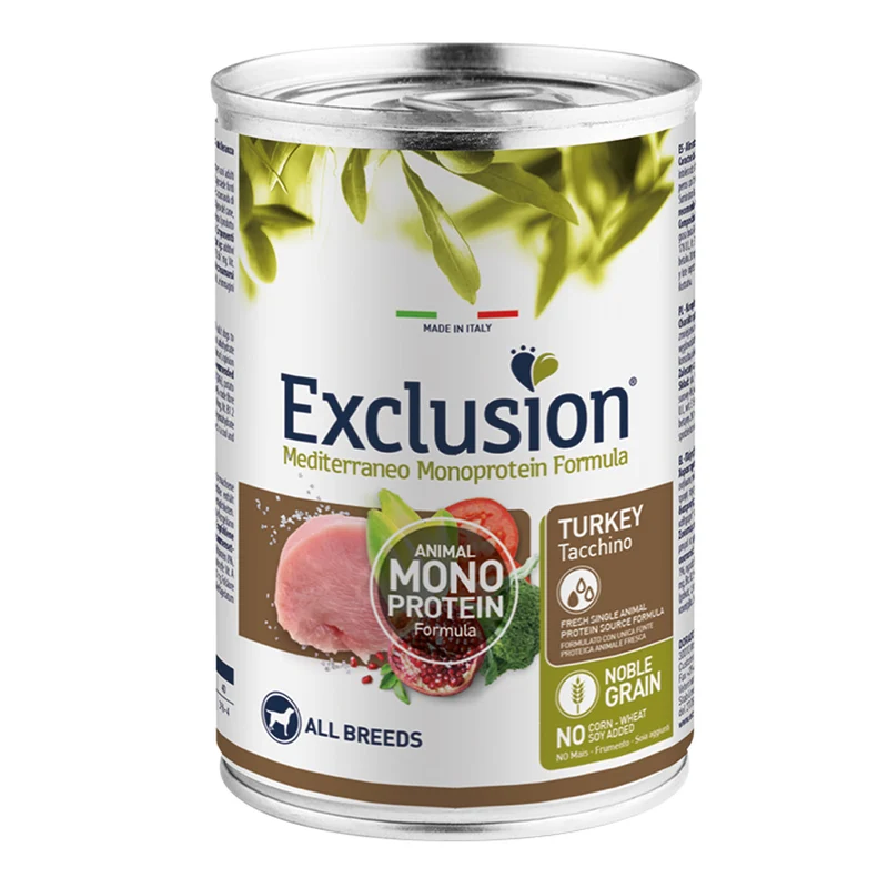 Exclusion Adult Tacchino All Breeds Alimento Umido per Cani Adulti 400g