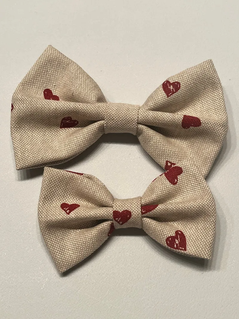 Papillon in tessuto Beige con Cuoricini - Da Tommy
