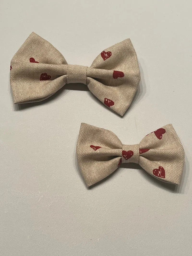Papillon in tessuto Beige con Cuoricini - Da Tommy