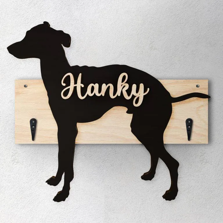 Levriero - Porta guinzaglio e/o chiavi personalizzato con il nome del tuo cane