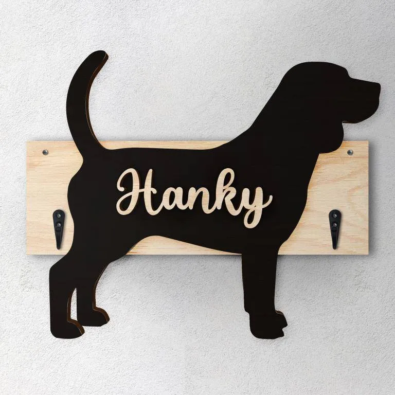 Beagle - Porta guinzaglio e/o chiavi personalizzato con il nome del tuo cane