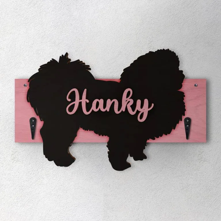Pechinese - Porta guinzaglio e/o chiavi personalizzato con il nome del tuo cane