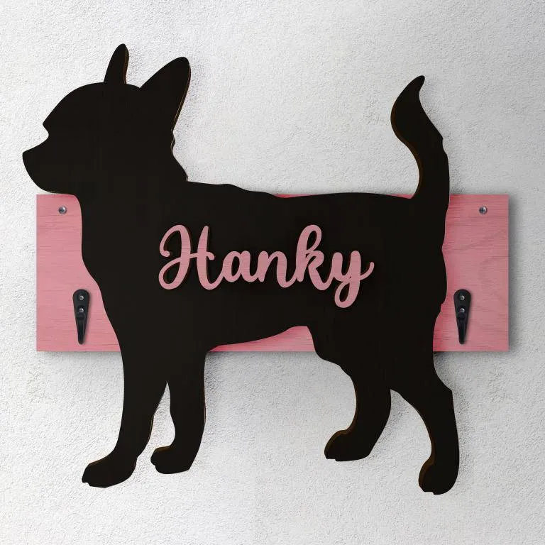 Chihuahua - Porta guinzaglio e/o chiavi personalizzato con il nome del tuo cane