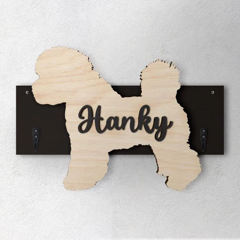 Bichon Frise - Porta guinzaglio e/o chiavi personalizzato con il nome del tuo cane