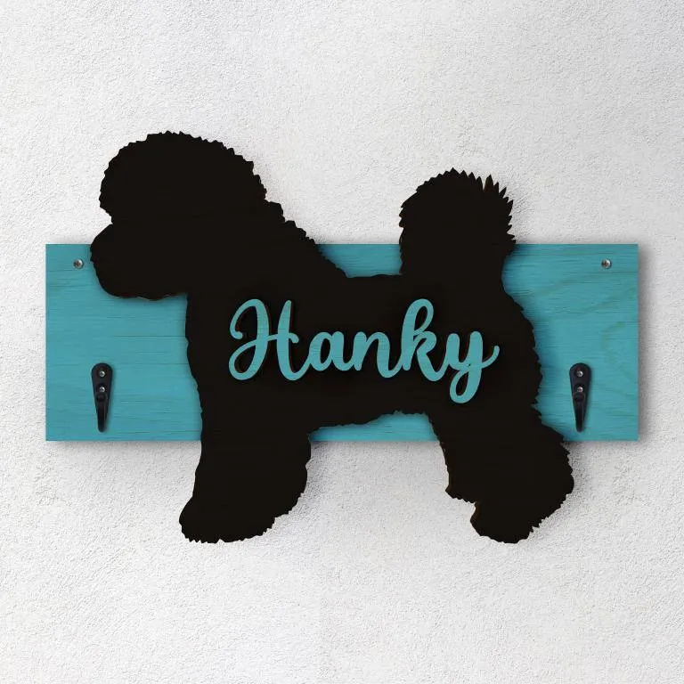 Bichon Frise - Porta guinzaglio e/o chiavi personalizzato con il nome del tuo cane