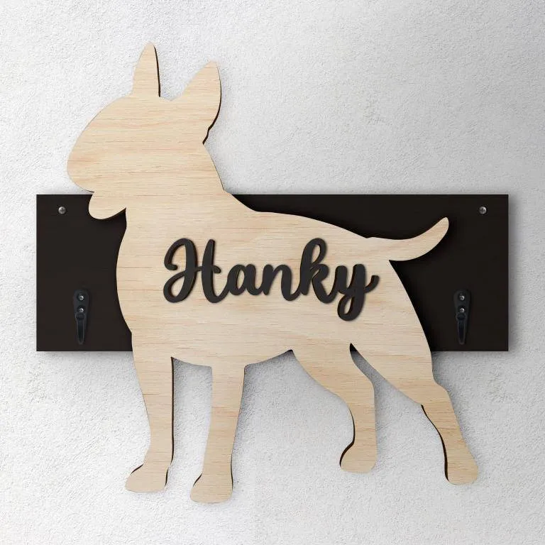 Bull Terrier - Porta guinzaglio e/o chiavi personalizzato con il nome del tuo cane