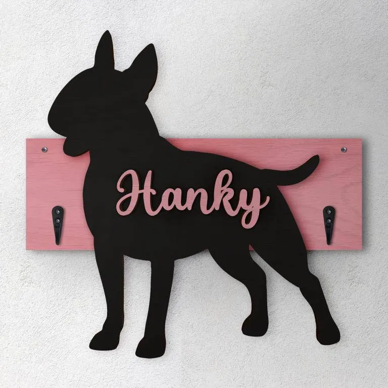 Bull Terrier - Porta guinzaglio e/o chiavi personalizzato con il nome del tuo cane