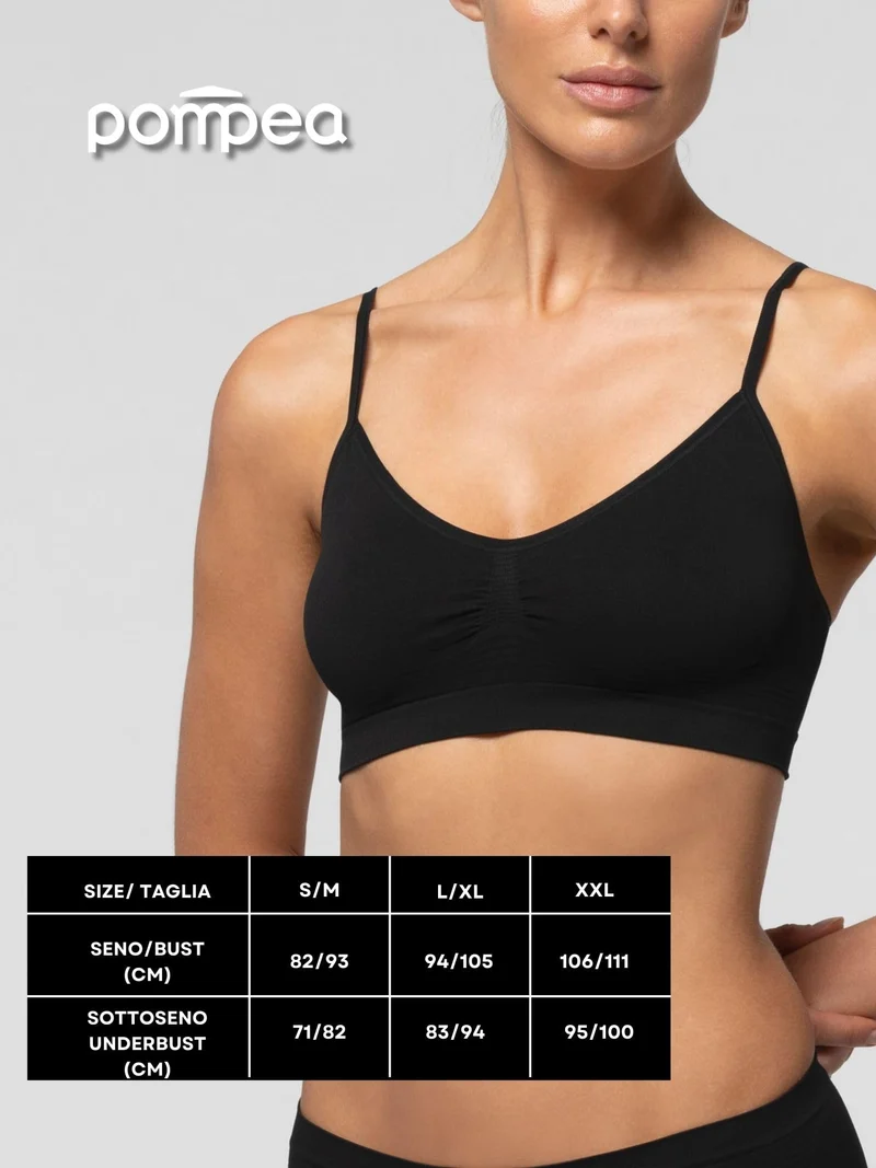 Pompea Reggiseno Senza Ferretto Invisibile, Brassiere Seamless in Morbida Microfibra con Spallina Stretta, Effetto Seconda Pelle