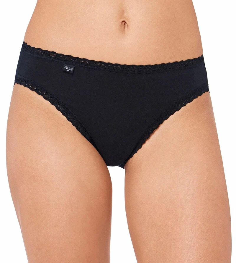 sloggi Donna 24/7 Cotton Lace Tai C3P, Nero, 42