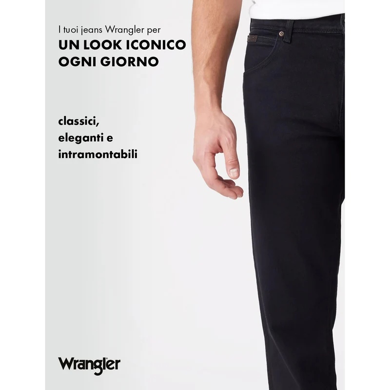 Wrangler Texas, Jeans Uomo, Black Overdye, 40W / 30L