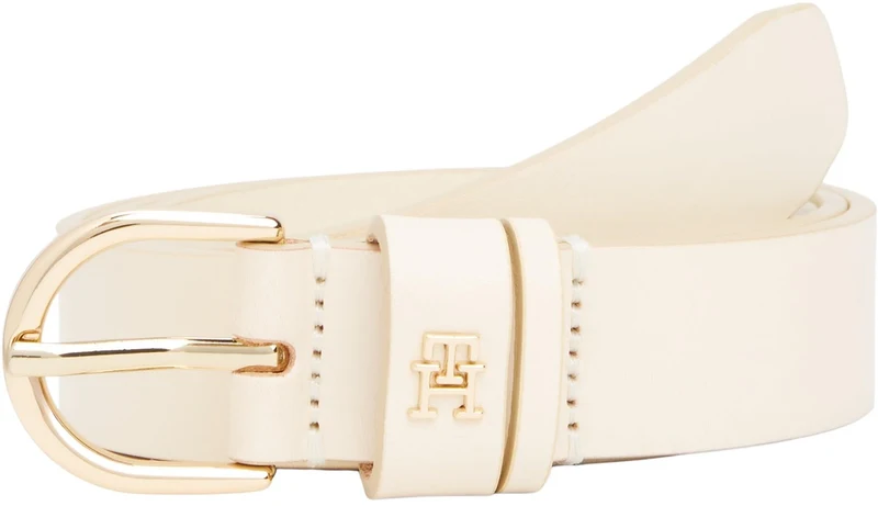 Tommy Hilfiger Donna Cintura Essential Effortless 2,5 cm Cintura in Pelle, Avorio (Ivory Petal), 95 cm
