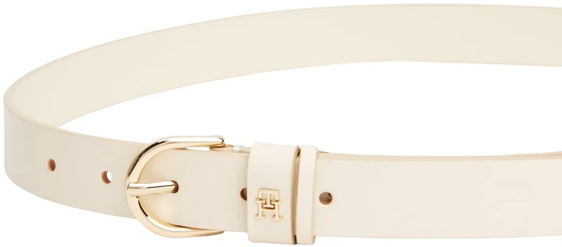 Tommy Hilfiger Donna Cintura Essential Effortless 2,5 cm Cintura in Pelle, Avorio (Ivory Petal), 95 cm