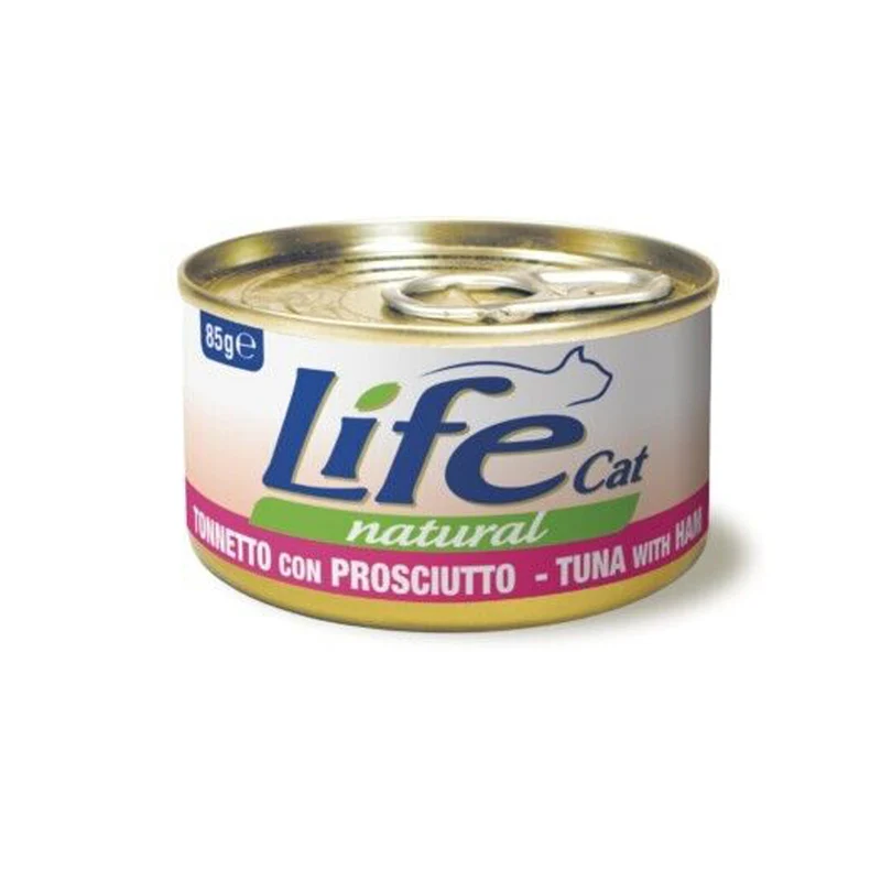 Life Cat Natural Tonnetto con Prosciutto 85g - Cibo Umido per Gatti